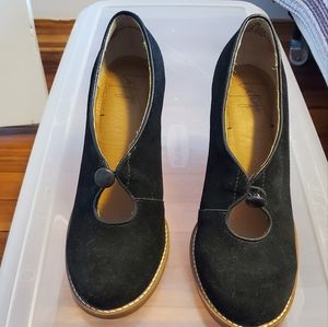 Black suede, 7 Mary Jane wedge heel